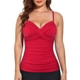 thumbnail image 3 of Hilor Womens Underwire Tankini Top Swimwear Twist V Neck Swimsuits Tummy Control Crossback Bathing Suits Top Only, 3 of 7