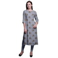 thumbnail image 1 of Bimba Robe Kurti Longue Imprimée Tunique Droite Manches 3/4 Robes pour Femmes Haut, 1 of 6