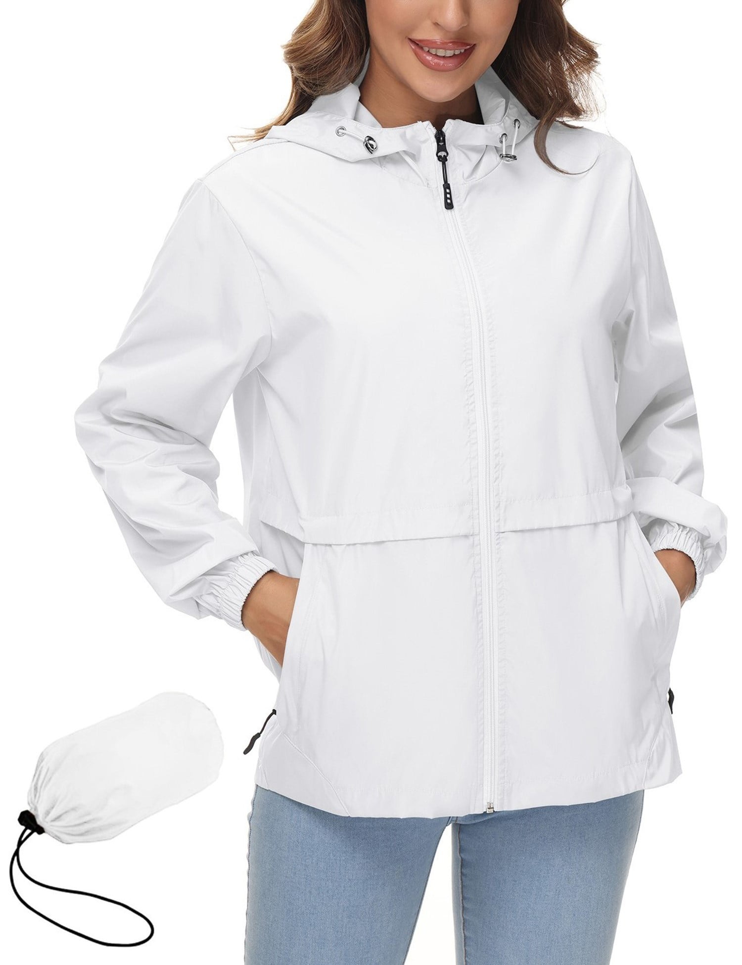 Avoogue Rain Jacket Womens Lightweight Waterproof Raincoat Packable Hooded Rain Coat Windbreaker
