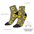thumbnail image 6 of Rateoe Sunflowers On Black And White Stripes Pattern Quarter Crew Socks,Toe Seamed Ankle Socks,Cotton Cushioned Breathable Athletic Crew Sports Socks, 6 of 7