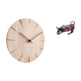 thumbnail image 1 of Reloj de pared de madera, diseño creativo, decorativo, silencioso para oficina, moderno, de resina, con figuras de toro, obra de arte, colección de es, 1 of 8
