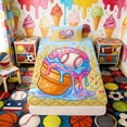 thumbnail image 4 of Erosebridal Pink Blue Drippy Baseball Cone Print Twin Sheet Sets, Fun Treats Bedding for Kids Boys and Girls, 1 Flat Sheet, 1 Fitted Sheet and 1 Pillowcase, 4 of 6