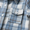 thumbnail image 6 of ZCFZJW Little Kids Toddler Baby Boy Girl Flannel Shirt Jacket Plaid Long Sleeve Lapel Button Down Shacket Fall Winter Warm Coat Outwear A#12-Light Blue 12-18 Months, 6 of 9