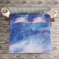 thumbnail image 3 of Ambesonne Navy and Blush Quilted Bedspread Set 3 Pcs, Watercolor Space, Queen Size, Blue Pink Salmon, 3 of 3