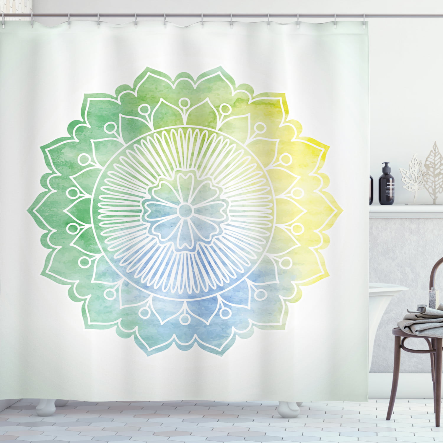 Lotus Flower Leaves Fabric Shower Curtain Bathroom Decor Art Design Curtains 71" 