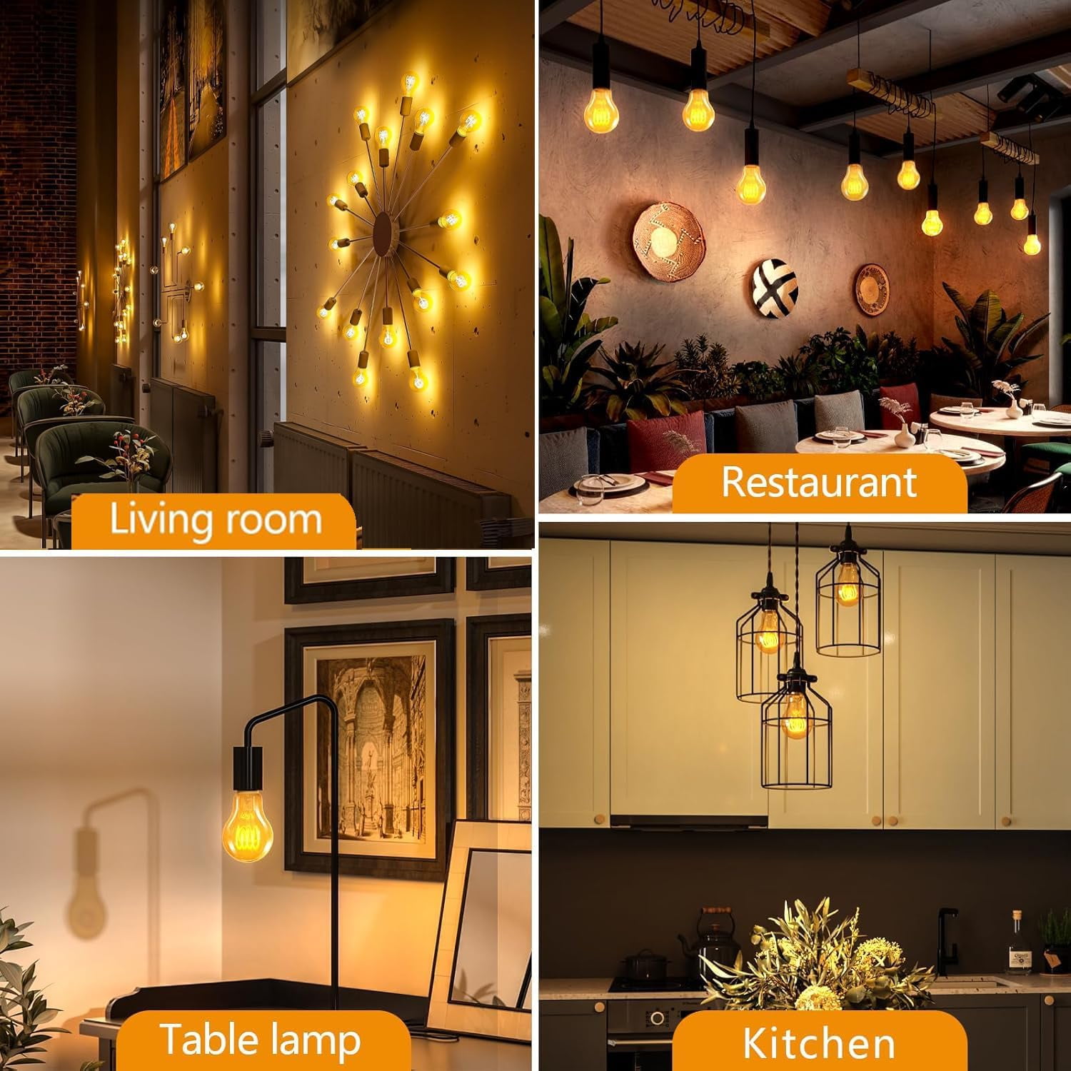 Ivyemons 4W Dimmable A19 LED Bulb, 6 pack,45W Equivalent 320LM 2200K, E26 Base vintage LED Bulb