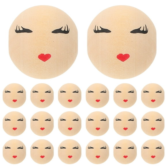 20 Pcs Perles en Bois Souriantes Perles Intercalaires Rondes Perles avec Trou Tête de Poupée Visage Souriant Perles pour Bricolage Bijoux Collier Fournitures
