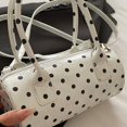 thumbnail image 5 of Hsqqdc Retro Polka Dot Cylindrical Handbag PU Leather Crossbody Shoulder Bag for Work and Travel, 5 of 7