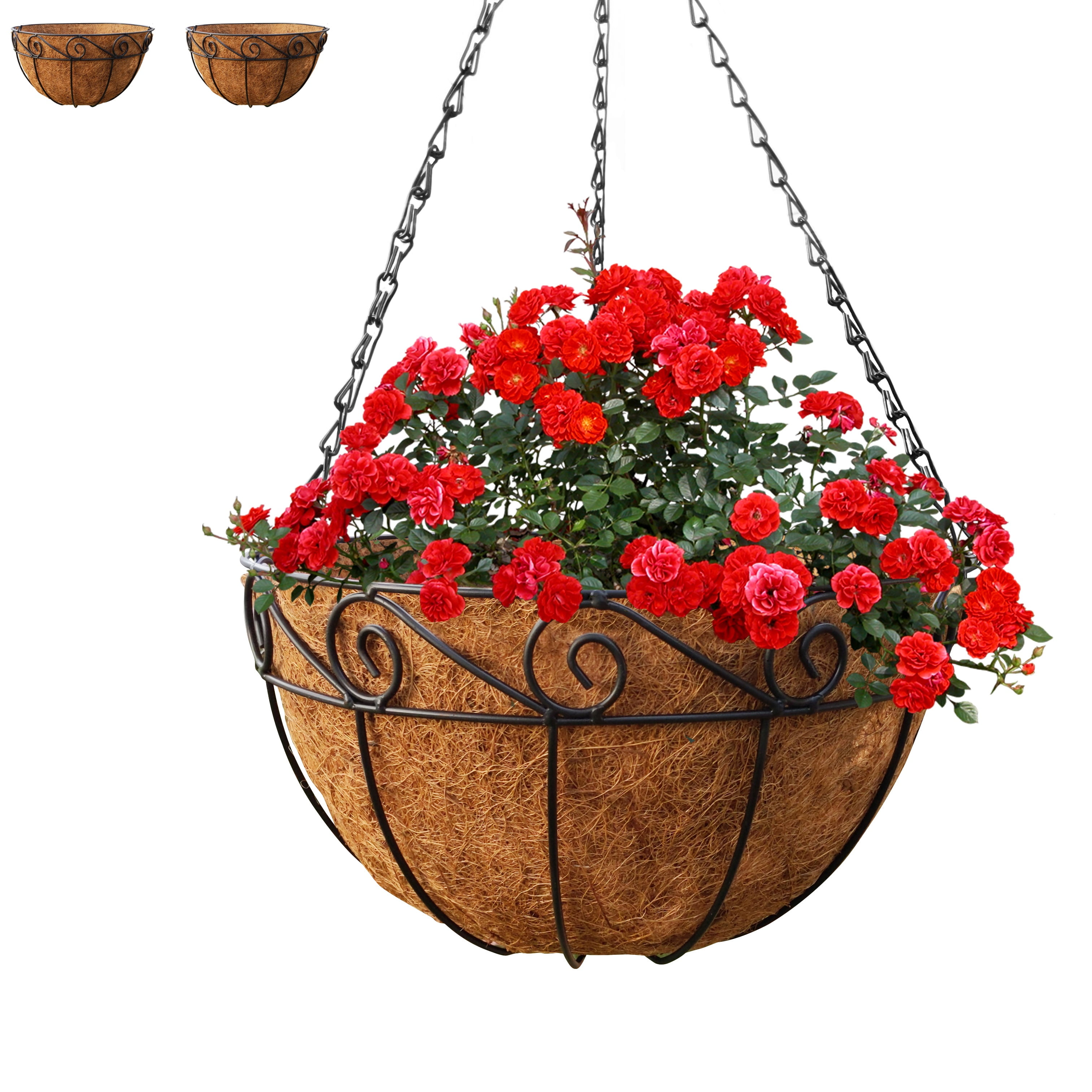 Metal Hanging Planter Basket with Coco Liner, 2 pack, 14