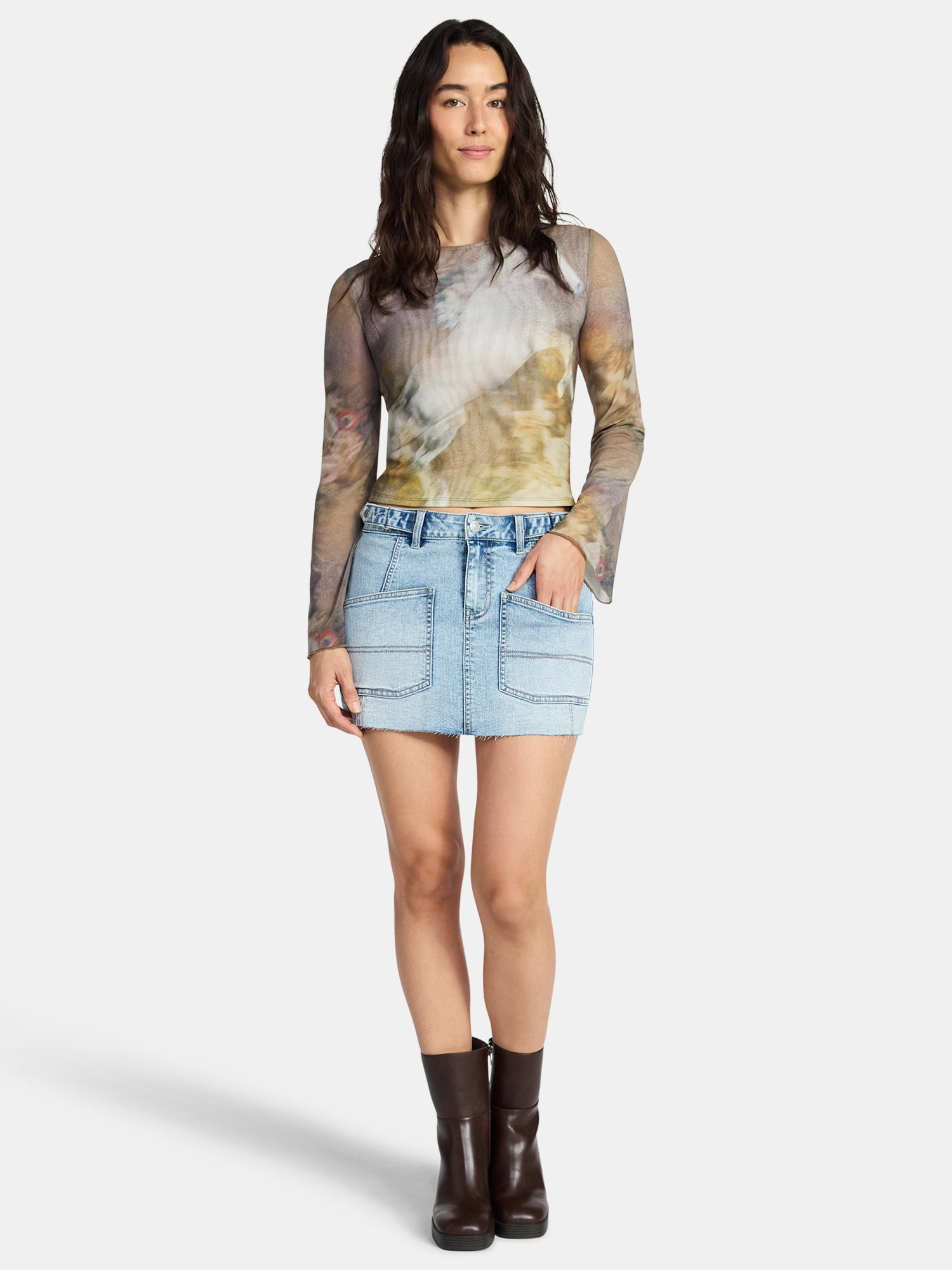 Madden NYC Women's Denim Pocket Mini Skirt, Sizes XXS-XXL