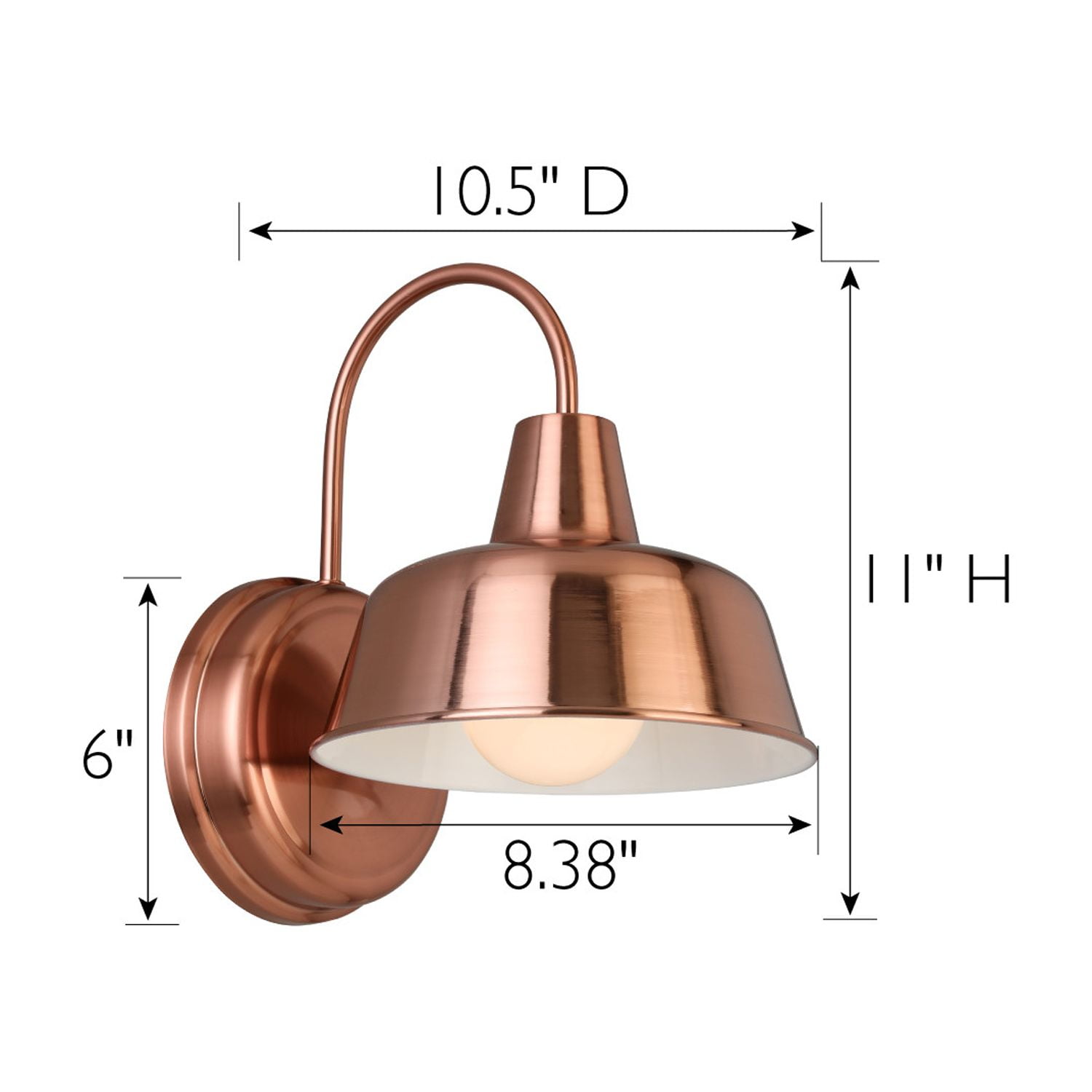 Mason Patio Wall Light Fixtures - Indoor/Outdoor Lights for House - Modern Industrial Farmhouse Outdoor Sconce Lights, 8-Inch, Painted Copper Finish, Design House WM458843
