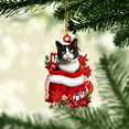 thumbnail image 2 of Tuxedo Cat Christmas Ornament – Holiday Pet Memorial Gift & Xmas Tree Hanging Mica Décor, 2 of 3