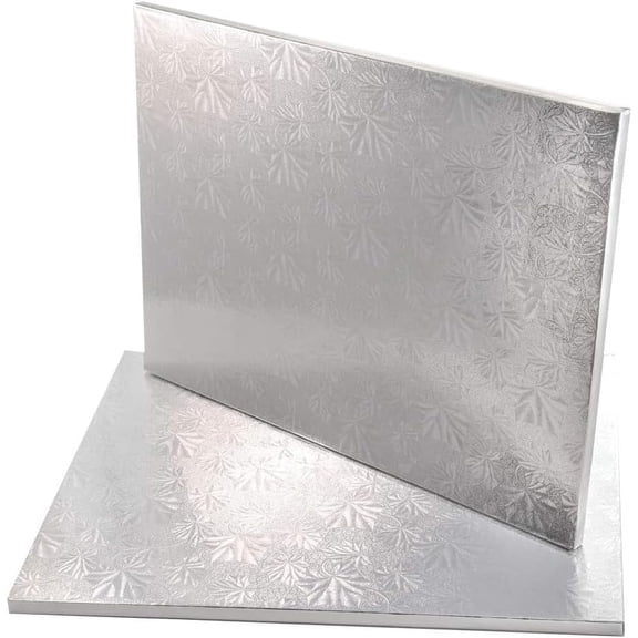 Cake S.O.S 14x10 Inches Silver Rectangle Cake Thin Drum Board, 1/4″ Thick, (6-Pack)