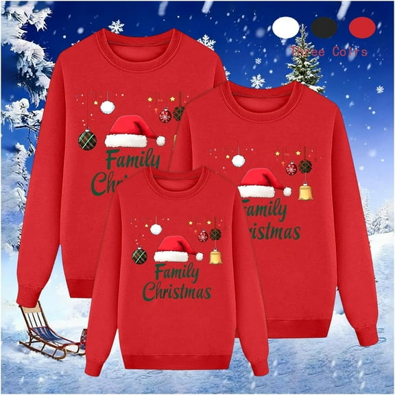 breaise Family Matching Christmas Sweatshirt Cute Graphic Pullover Casual Crewneck Sweatshirts for Men Women