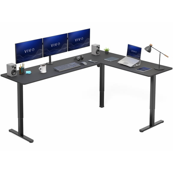 VIVO Black Electric 84" x 63" Corner Standing Desk, L-Shaped Workstation