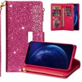 thumbnail image 1 of iPhone 6 Plus Case, iPhone 6s Plus Case, Allytech Bling Design PU Leather Kickstand Folio Flip Cards Slots Shockproof Magnetic Closure Wallet Case Cover for Apple iPhone 6S Plus/ iPhone 6 Plus, Rose, 1 of 1