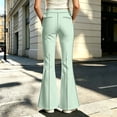thumbnail image 2 of Ulitacool Teen Pants For Girl 15-16 Years Elastic Waist Stylish Flutter Flat Fit With Flared Trousers Leg Back To School Trousers Bottoms Light Green, 2 of 4