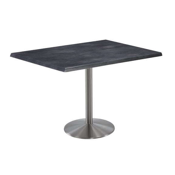 Holland 36" Stainless Round Base Rectangle Table in 48" Black Top