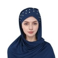 thumbnail image 3 of Fgnfyis Women's Ruffle Turban Wrap Cap Scarf for Cancer and Chemo Patients - Elegant Headwear Shawl Navy One Size, 3 of 3