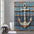 thumbnail image 5 of Nautical Anchor Bathroom Shower Curtain, Retro Style Wood Grain Waterproof Washable Soft Bath Curtain for Bathtub Decor with 12 Hooks&Grommet, 54x78 Inch, 5 of 9