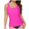 thumbnail image 3 of GEWSEY Women Tankini Top Only - High Neck Bathing Suit Tummy Control Swim Top 2025 Hot Pink, M, 3 of 9