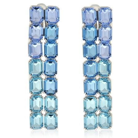 Swarovski Rhodium Plated Millenia Octagon Long Clip Earrings