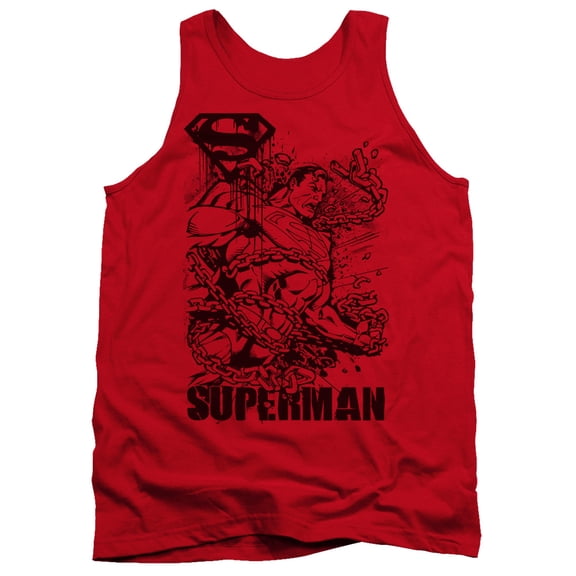 Superman Breaking Chains Adult Tank Top Red