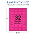 thumbnail image 6 of Avery Printable Rectangle Labels, Neon Magenta, 1" x 1.5", 640ct, 6 of 11