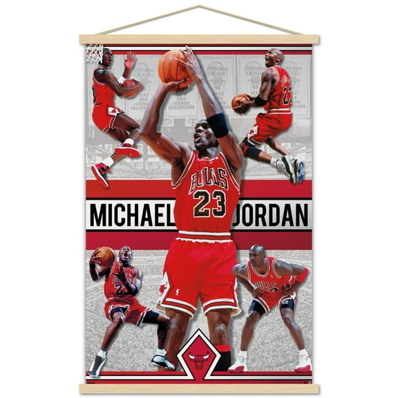 Michael Jordan - Collage Wall Poster with Wooden Magnetic Frame, 22.375" x 34"