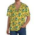 thumbnail image 7 of Lsque Roosters And Sunflowers print Men's Cuban Collar Short Sleeve Shirt Summer Beachwear Casual Button Down Fashionable Vacation Leisure Shirt-Large, 7 of 7