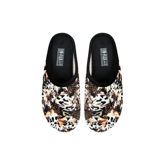 FIN FLEX Womens Slippers Indoor Outdoor Anti Slip Animal Skin Winter Home Bedroom Scuff Slippers Warm Slip On R10 Leopard Beige