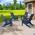 thumbnail image 3 of Sonerlic 4 Peaks Folding Outdoor Patio Adirondack Chair Wide Armrest for Lawn and Beach,Navy Blue, 3 of 8