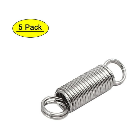 0.6mmx5mmx20mm 304 Stainless Steel Tension Springs Silver Tone 5Pcs