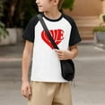 thumbnail image 5 of Xdegoge Soft Cotton Kids Raglan T-Shirt for Valentine's Day – Unisex Short Sleeve Tee Heart Pattern Toddler Girl Graphic Tees, 5 of 8