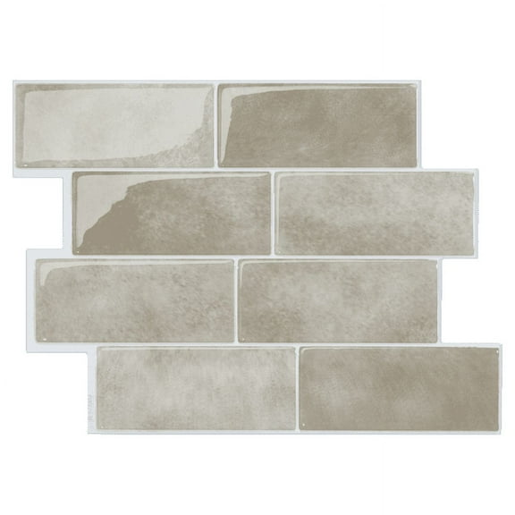 Smart Tiles Peel and Stick Backsplash, 5 Adhesive Tiles, Metro Beige, 11.55"x8.38"