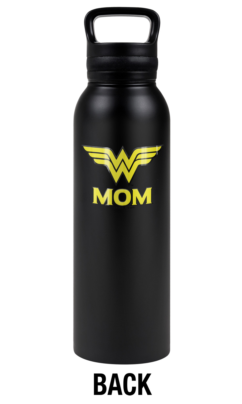 Wonder Woman Official Wonder Mom 24 oz Insulated Canteen Water Bottle, Leak Resistant, Vacuum Insulated Stainless Steel with Loop Cap, Black