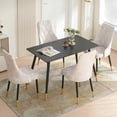thumbnail image 6 of NORDICANA Dining Table Set for 4, 5 Pieces Kitchen Table Set, Black MDF Table Rectangular with Metal Frames, Upholstered Dining Chairs Velvet with Backrest, Armless Kitchen Chairs for Living Room, 6 of 9
