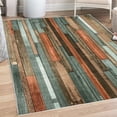 thumbnail image 1 of Wooden Print Decorative Rug, Old Hardwood Floor Plank Grunge Lodge Garage Natural Rural Graphic, Quality Carpet for Bedroom Dorm and Living Room, 6 Sizes, Seafoam Fawn, by Ambesonne, 1 of 4