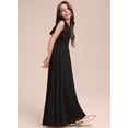 thumbnail image 4 of Drtj 2-14T Kids Junior Bridesmaid Flower Girl Elegant Formal A-line V-Neck Floor-Length Chiffon Dresses, 4 of 6
