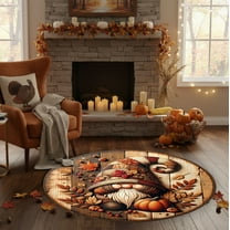 Thanksgiving Round Rug,Holiday Themed Carpet,16&24 Inch Diameter Living Room Bedroom Floor Mat,Machine Washable Floor Rug