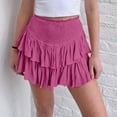 thumbnail image 2 of Women Smocked Ruffle Mini Skirt High Waisted A-Line Summer Cute Short Skirts Golf Tennis Cake Skirt Plus Size, 2 of 5