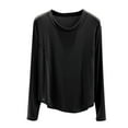 thumbnail image 2 of HongQid Pajama Shirt Womens Sleep Lounge Long Sleeve Tops Pj Tshirt Black 2XL, 2 of 4