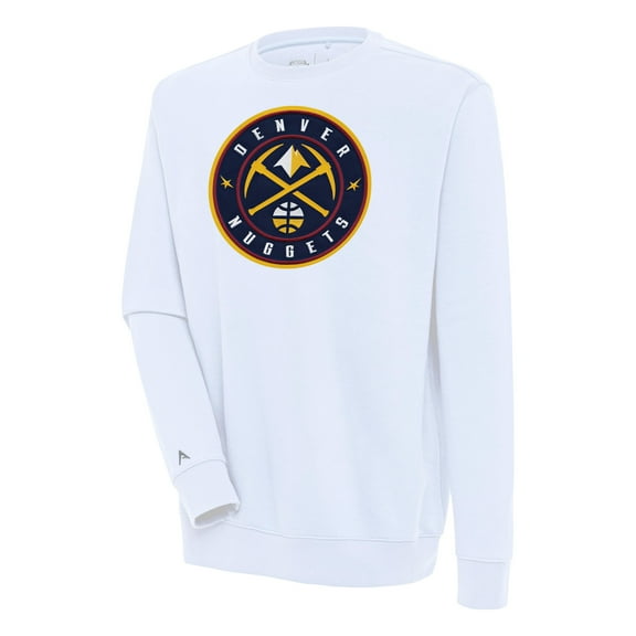 Men's Antigua White Denver Nuggets Victory Pullover Sweatshirt