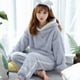 thumbnail image 2 of Conjuntos de pijamas de franela gruesa y cálida para mujer, ropa de dormir para el hogar, conjunto de pijamas de invierno, 2 of 5