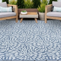 5x8 Water Resistant, Indoor Outdoor Rugs for Patios, Front Door Entry, Entryway, Deck, Porch, Balcony | Outside Area Rug for Patio | Blue, Floral | Size: 5'3'' x 7'3''