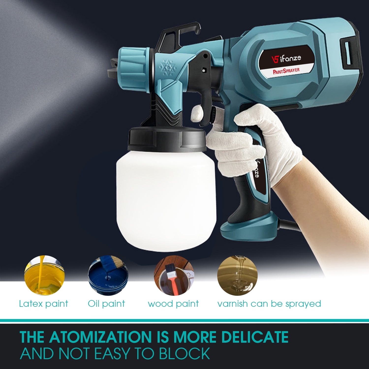 Qunler Paint Sprayer, 800W Electric Spray Gun, Paint Gun with 800ml Container for Home and Outdoors, Painting Projects