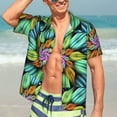 thumbnail image 7 of Sikiie Hippie Style Print Men's Hawaiian Shirt, Summer Beach Button Pocket Short Sleeve T-Shirt,Small, 7 of 7