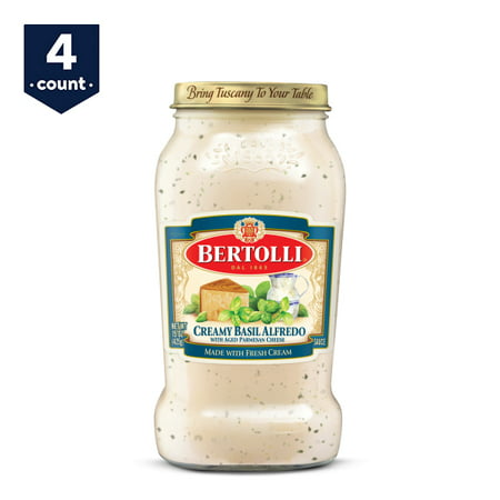 (4 Pack) Bertolli Creamy Basil Alfredo Sauce, 15