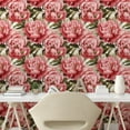 thumbnail image 2 of Ambesonne Peonies Peel & Stick Wallpaper for Home, Watercolor Floral Leafy Art, 13"x36", Olive Green and Pastel Pink, 2 of 5