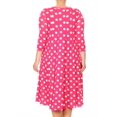 thumbnail image 4 of MOA Collection Women's Plus Size A-line Round Neck 3/4 Sleeves Polka Dot Dress, 4 of 4